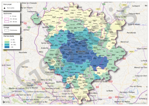 Cartographie répartition clientèle géomarketing